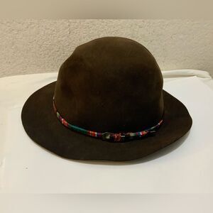 Vintage Biltmore Royal Fedora Hat Mens 7 1/8 Brown Leather